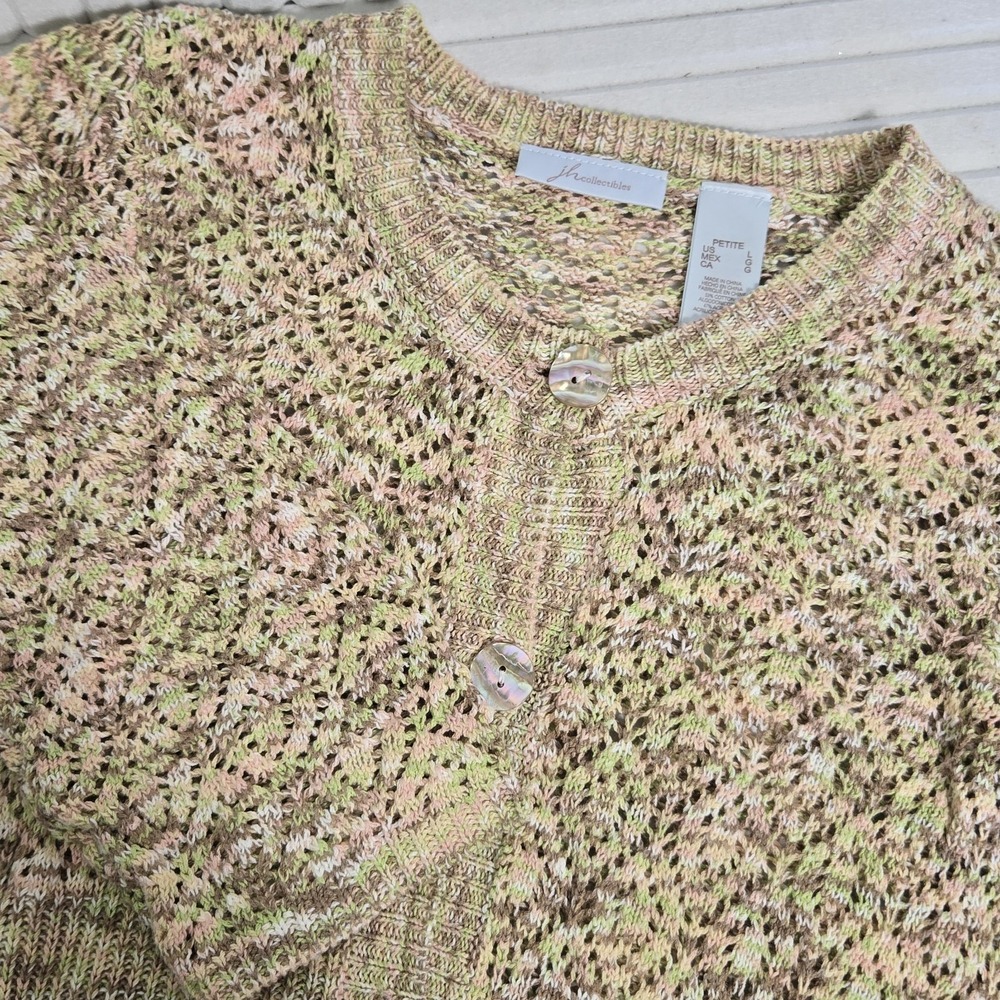 JH Collectibles Crochet Crop Top Button Up‎ Petite Sz Large Retro Boho